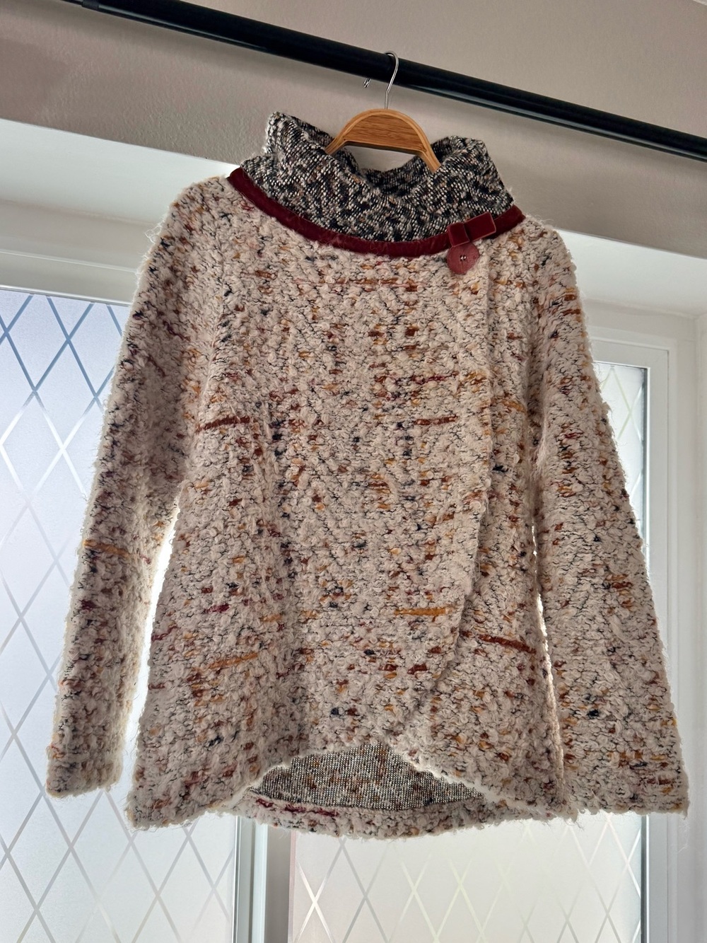 Maria Sole Wool Blend Wrap Around Cowl Neck Sweater